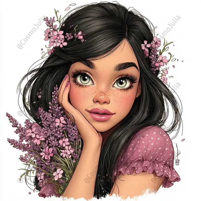 Floral And Berry Girls Clipart
