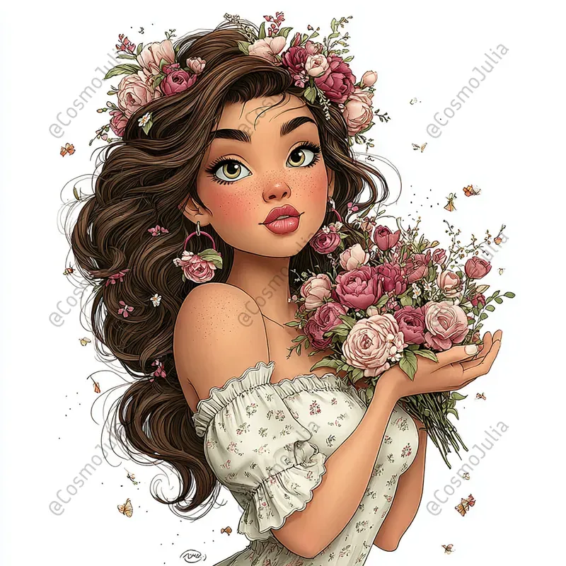 Floral And Berry Girls Clipart