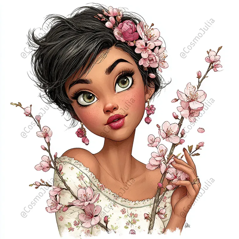 Floral And Berry Girls Clipart