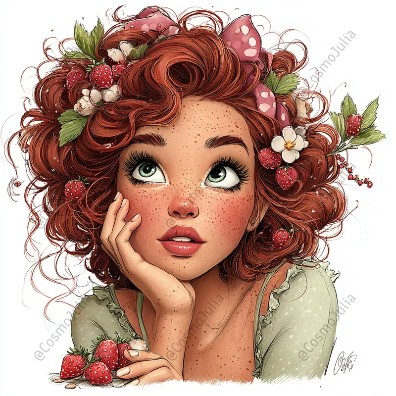 Floral And Berry Girls Clipart