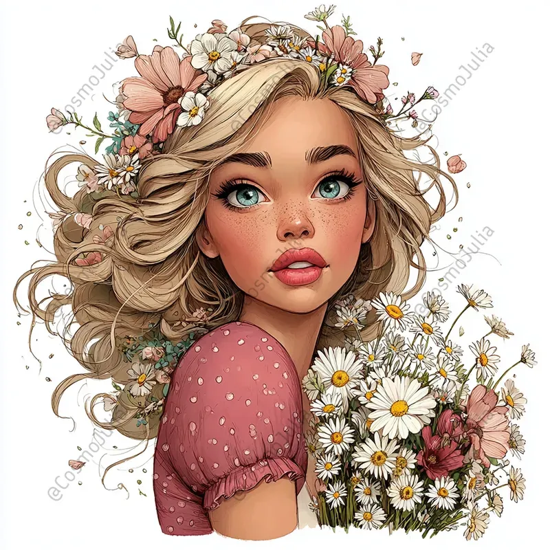 Floral And Berry Girls Clipart
