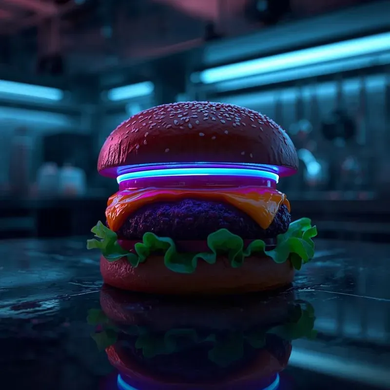 3D Cyberpunk Neon Futuristic Foods