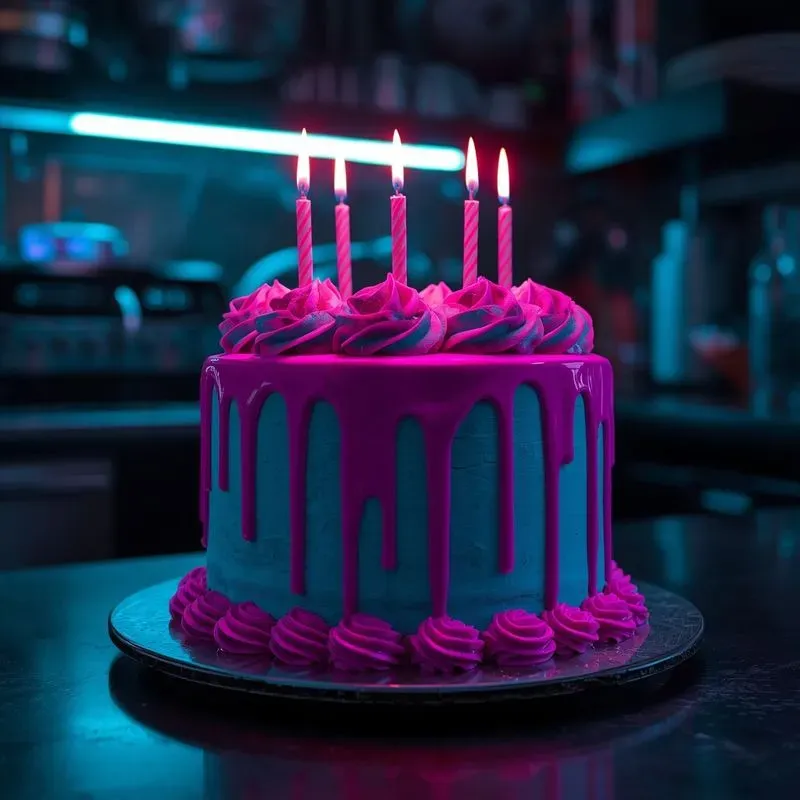 3D Cyberpunk Neon Futuristic Foods