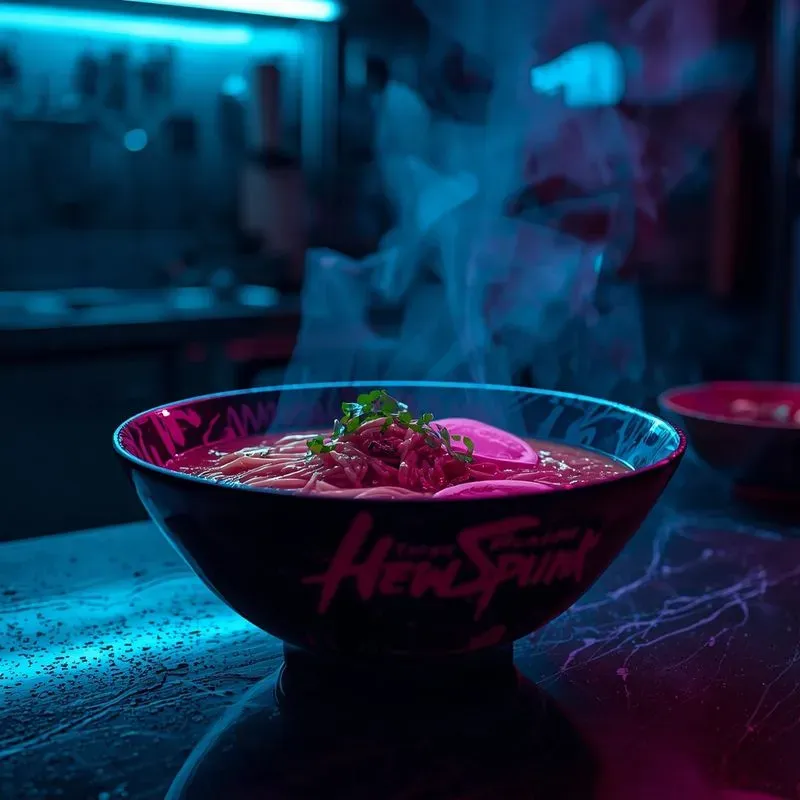 3D Cyberpunk Neon Futuristic Foods
