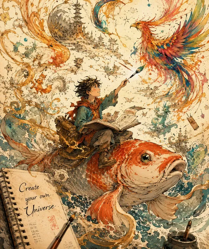 Whimsical Imagination Ink Worlds