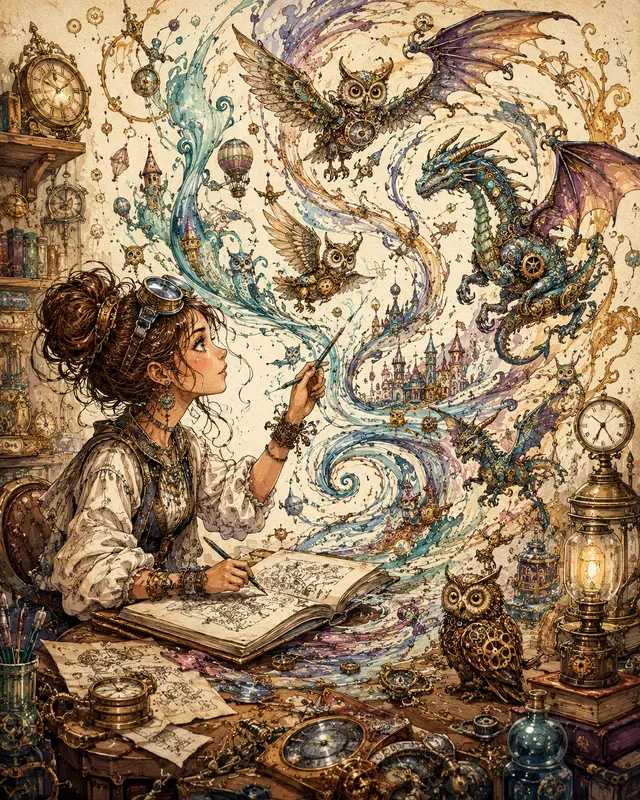 Whimsical Imagination Ink Worlds