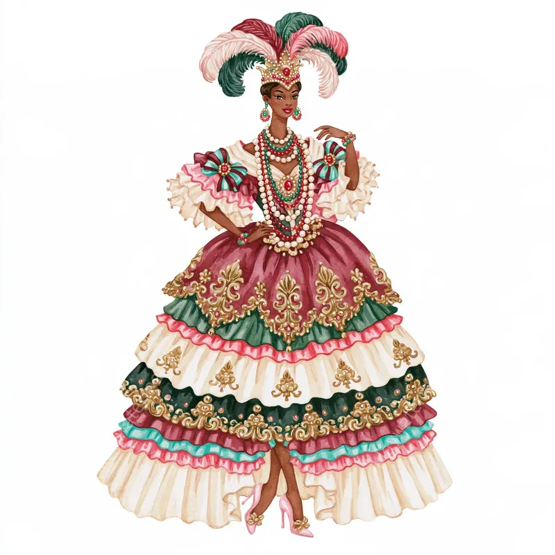 Mardi Gras Couture Watercolor Clipart