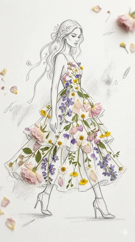 Free Floral Handdrawn Dresses Blooming
