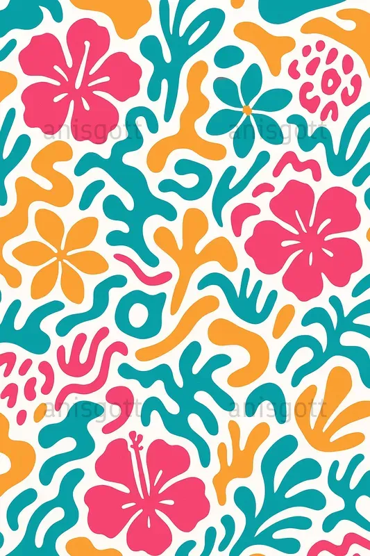 Vibrant Summer Blooms Seamless Patterns