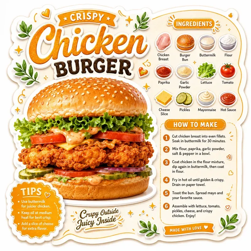 Sticker Style Food Recipe Posters