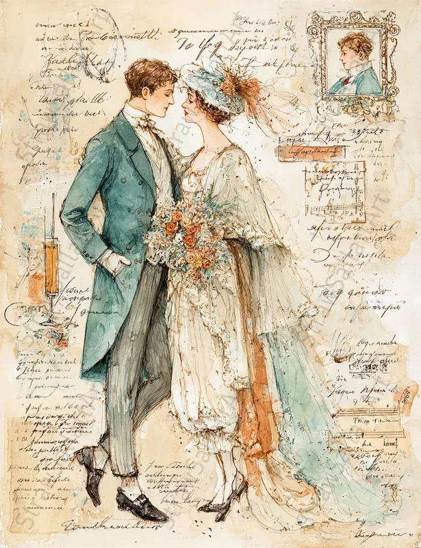 Vintage Wedding Junk Journal Artworks
