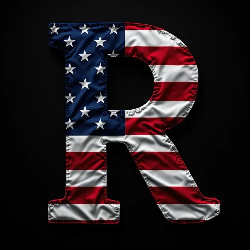 Letters Stylized As The American Flag