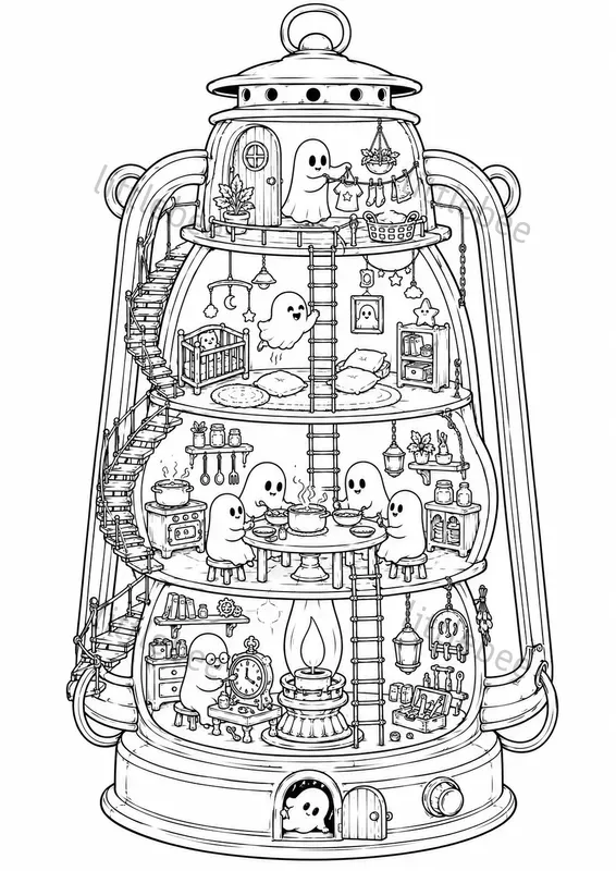 Halloween Dollhouse Coloring Books