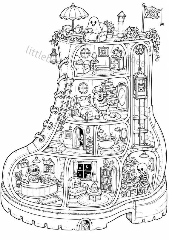 Halloween Dollhouse Coloring Books