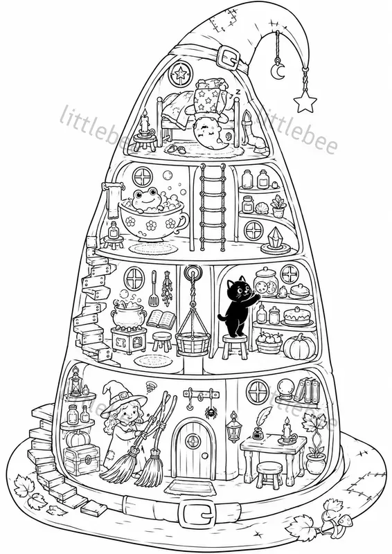 Halloween Dollhouse Coloring Books