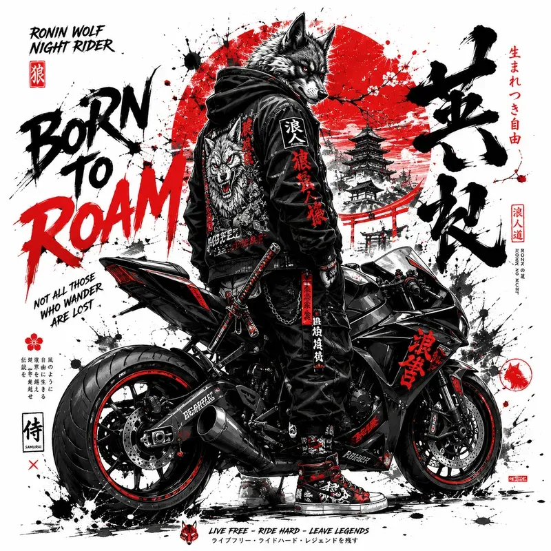 Japanese Street Art Biker Poster Kits