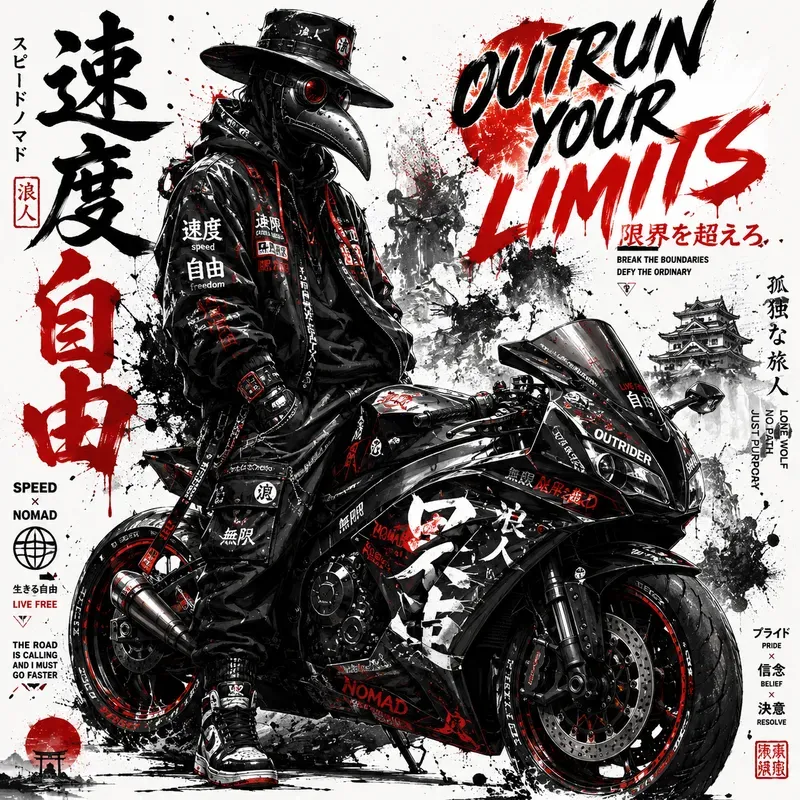 Japanese Street Art Biker Poster Kits