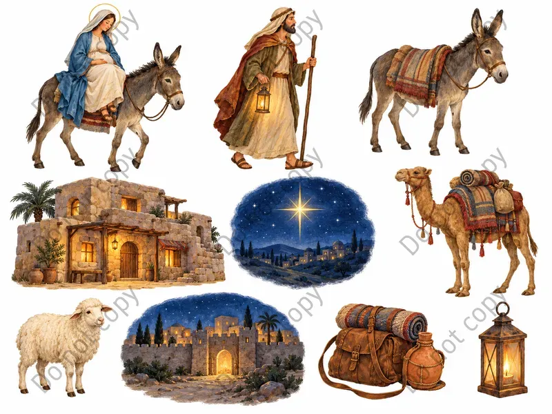 Storybook Nativity Christmas Clipart