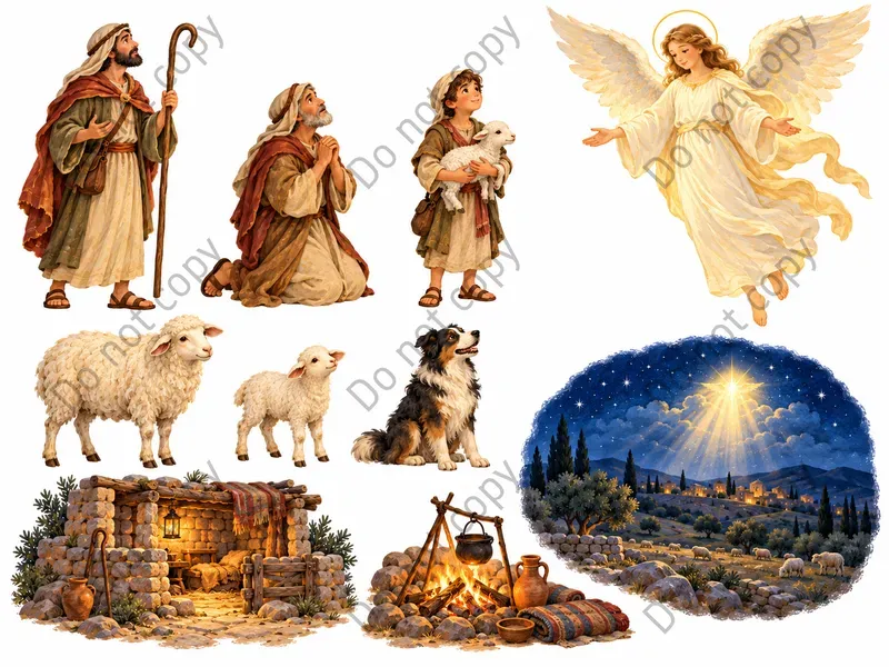 Storybook Nativity Christmas Clipart
