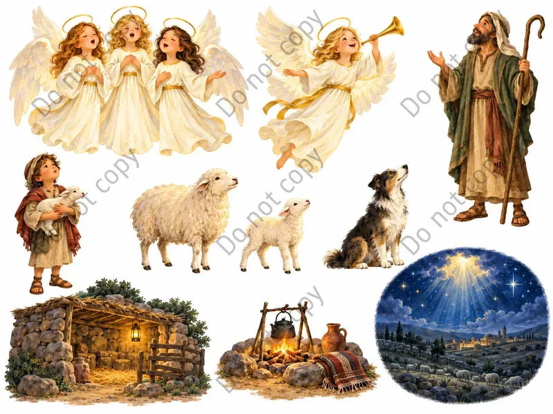 Storybook Nativity Christmas Clipart