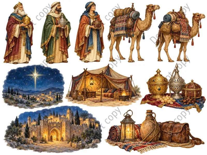 Storybook Nativity Christmas Clipart
