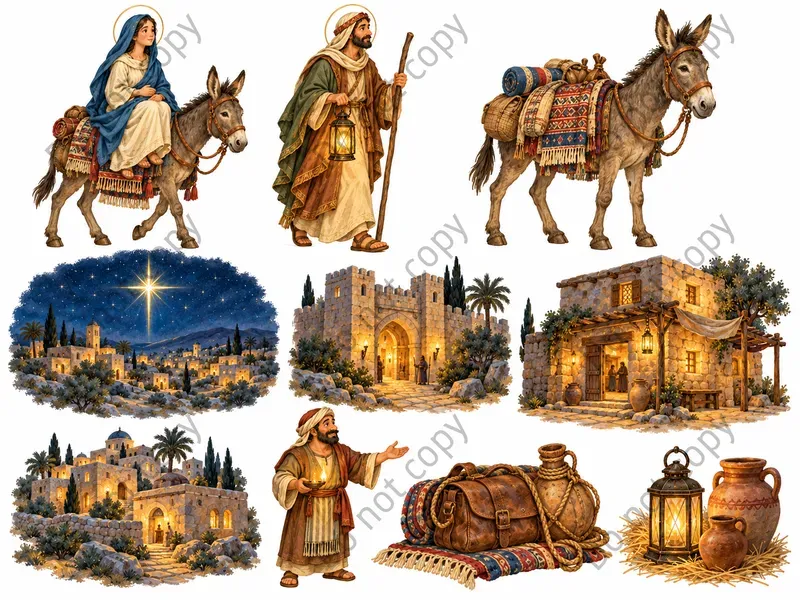 Storybook Nativity Christmas Clipart