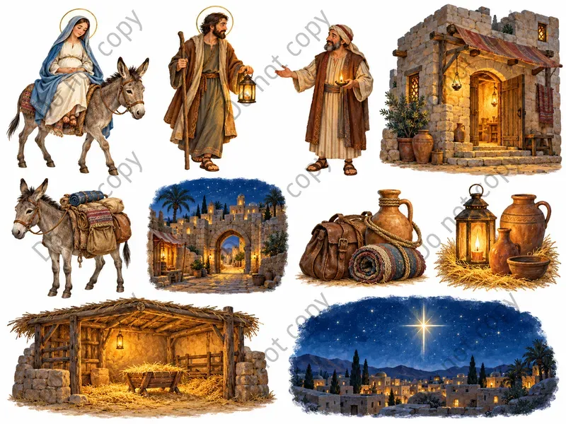 Storybook Nativity Christmas Clipart