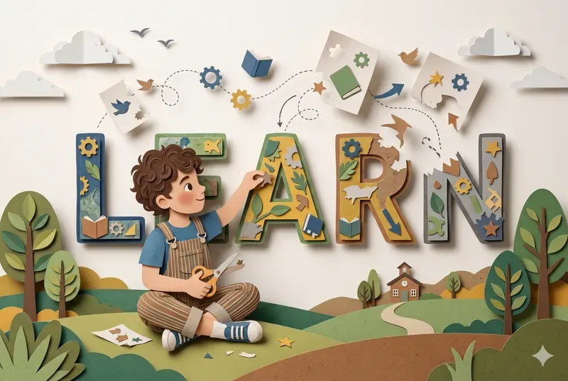 Paper Cut Story Typography For Kids