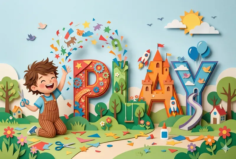 Paper Cut Story Typography For Kids