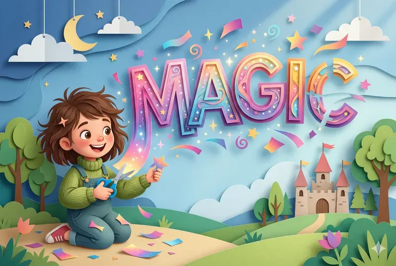 Paper Cut Story Typography For Kids