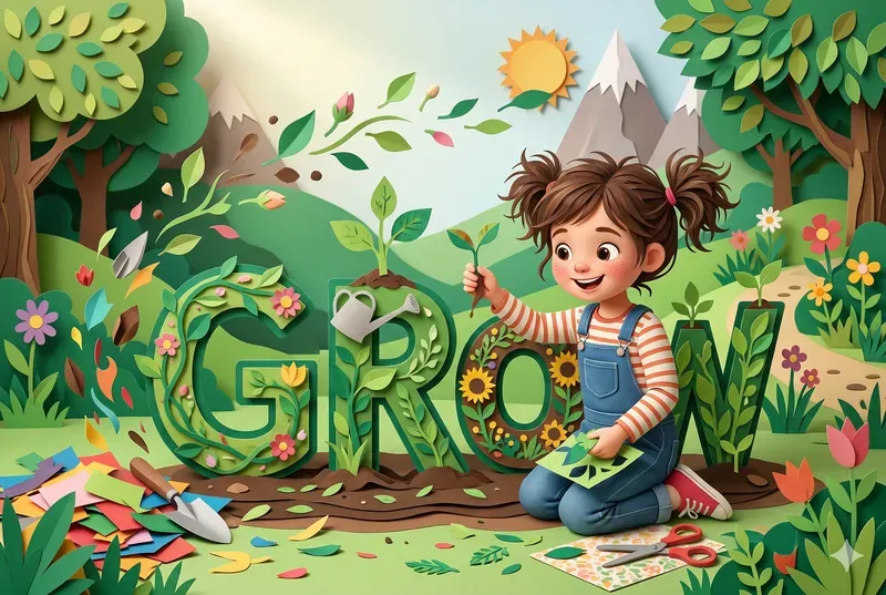 Paper Cut Story Typography For Kids