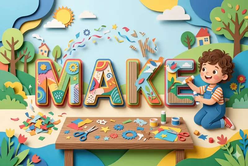 Paper Cut Story Typography For Kids