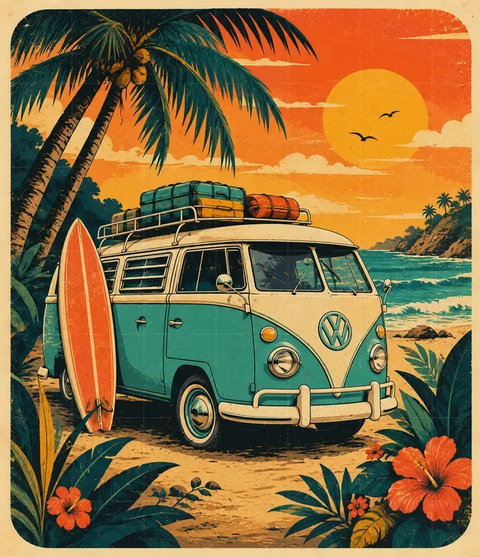 Retro Travel Avatar Illustrations