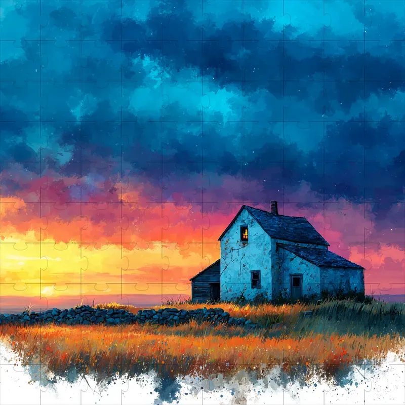 Gouache Sunset Silhouettes Warm Glows