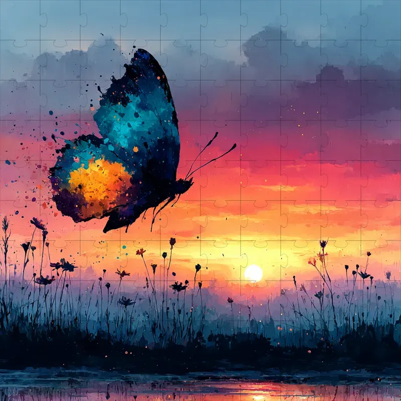 Gouache Sunset Silhouettes Warm Glows