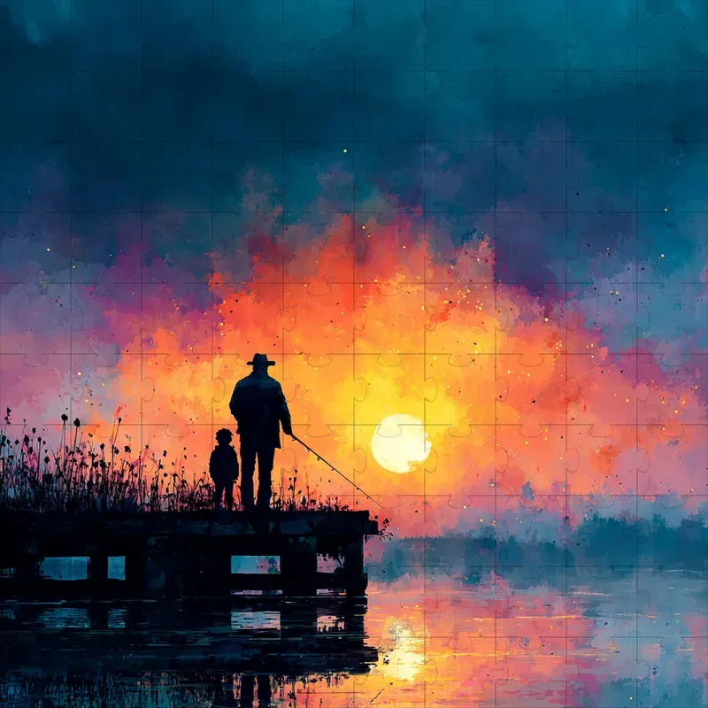 Gouache Sunset Silhouettes Warm Glows
