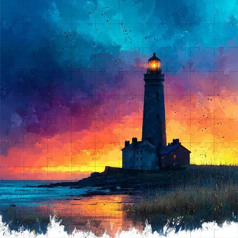 Gouache Sunset Silhouettes Warm Glows