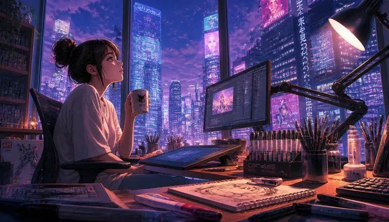 Lofi Anime Cityscape Study Vibes