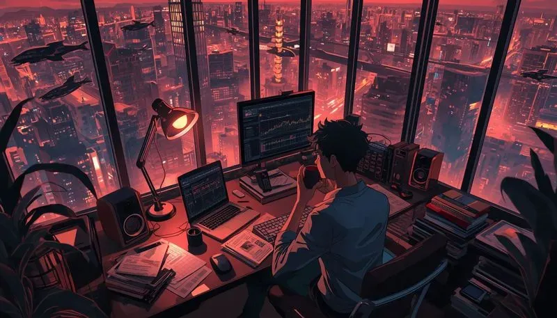 Lofi Anime Cityscape Study Vibes