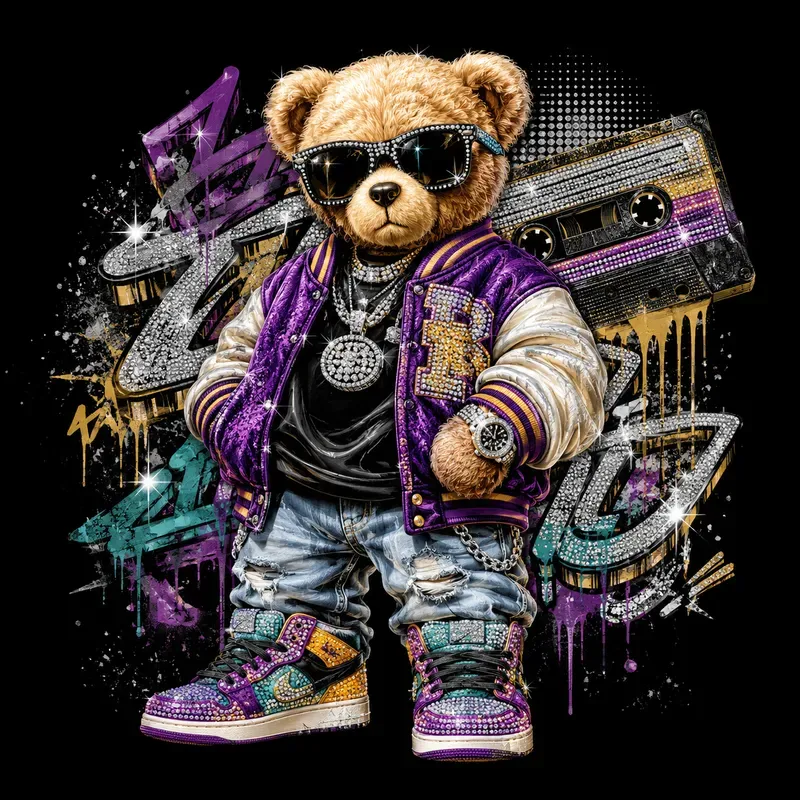 Luxury Streetwear Teddy Bear Rhinestones