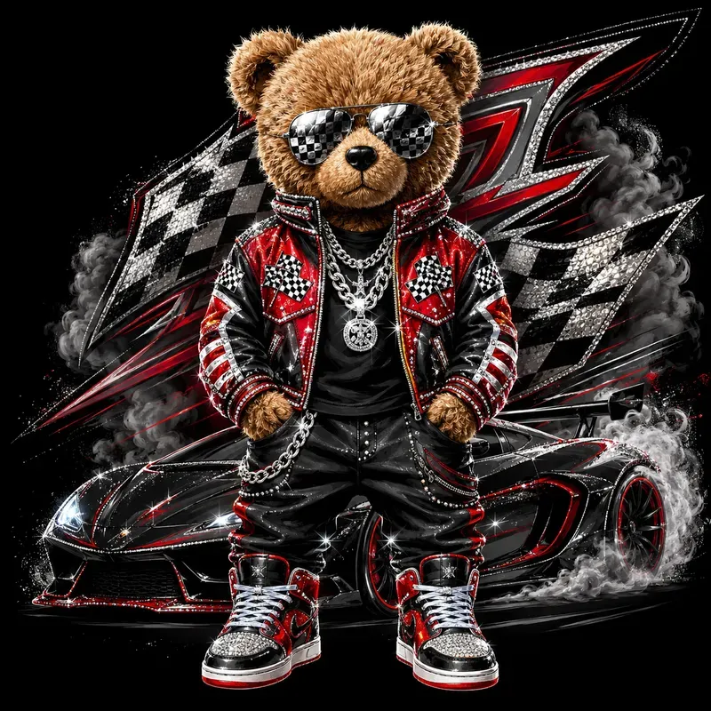 Luxury Streetwear Teddy Bear Rhinestones