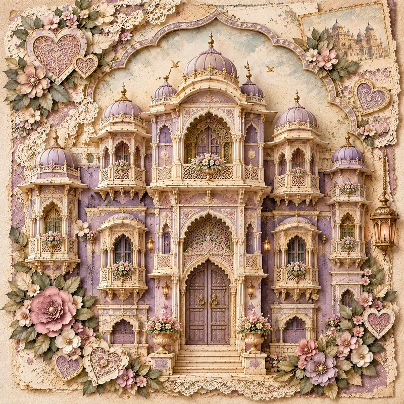 Cute Vintage Haveli Scrapbook Art