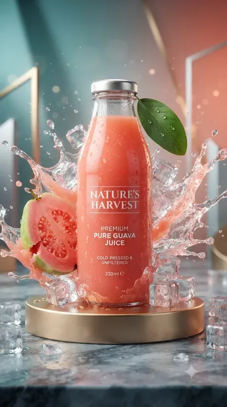Premium 3D Fresh Fruit Juice Bottles