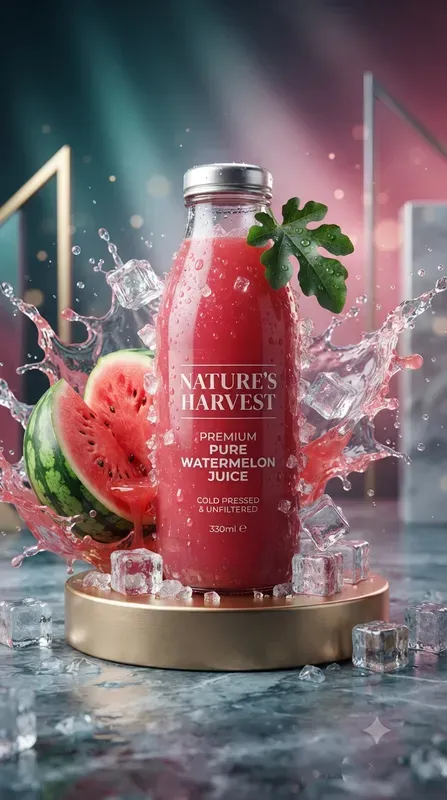 Premium 3D Fresh Fruit Juice Bottles