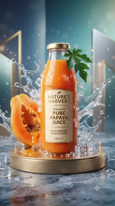 Premium 3D Fresh Fruit Juice Bottles
