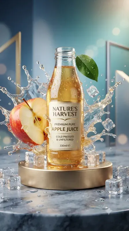 Premium 3D Fresh Fruit Juice Bottles