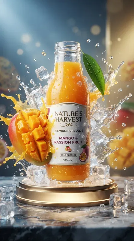 Premium 3D Fresh Fruit Juice Bottles