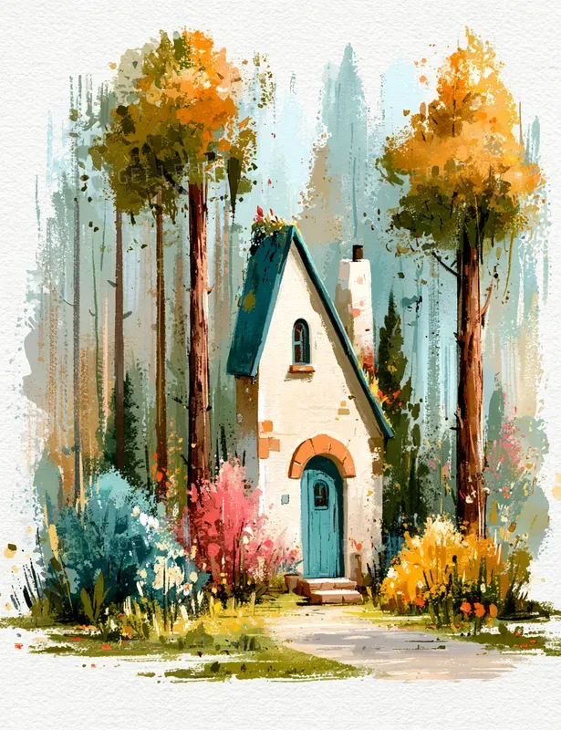 Watercolor Woodland Animals And Objects