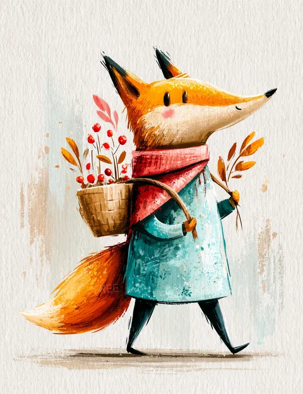 Watercolor Woodland Animals And Objects