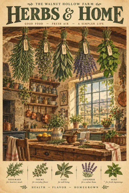Cottagecore Botanical Kitchen Posters